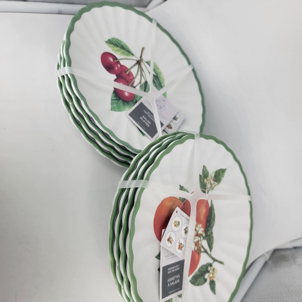 The‎ Farmhouse by Rachel Ashwell Set of 8 Melamine 8" Scalloped Salad Plates NEW